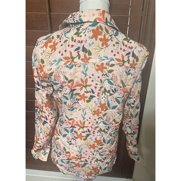 Reversible Boho full zip Jacket Floral Embroidery Plaid Soft Flannel sz S Artsy - Picture 6 of 12